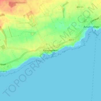 Pittenweem topographic map, elevation, terrain