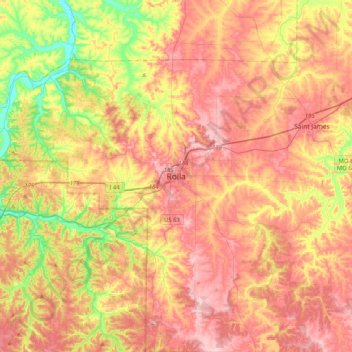 Rolla topographic map, elevation, terrain