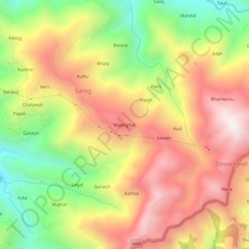 Kiyarighat topographic map, elevation, terrain