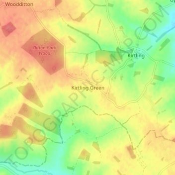 Kirtling Green topographic map, elevation, terrain