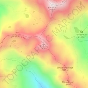 Rothorn topographic map, elevation, terrain