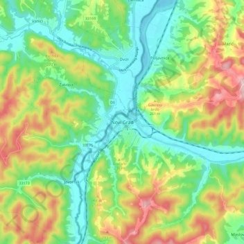 Novi Grad topographic map, elevation, terrain