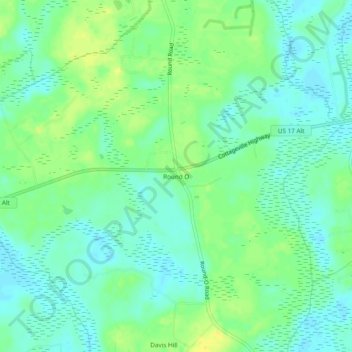 Round O topographic map, elevation, terrain