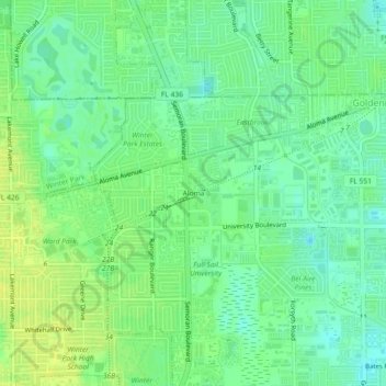 Aloma topographic map, elevation, terrain