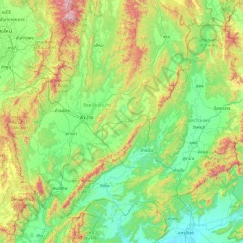 แม่เมาะ topographic map, elevation, terrain