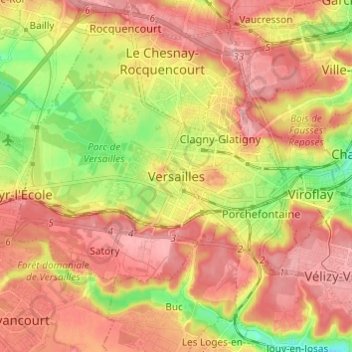 Versailles topographic map, elevation, terrain