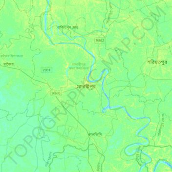 Madaripur topographic map, elevation, terrain