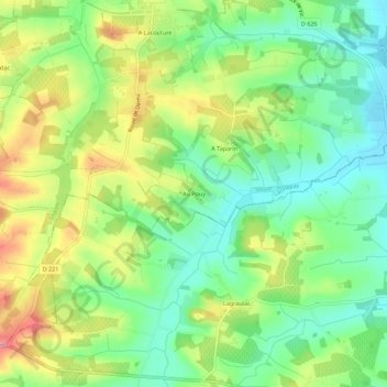 Au Pouy topographic map, elevation, terrain