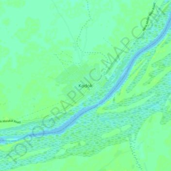 Kodok topographic map, elevation, terrain