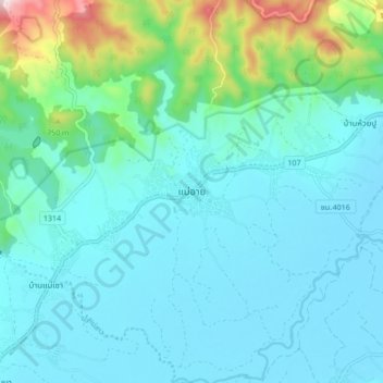 Mae Ai topographic map, elevation, terrain