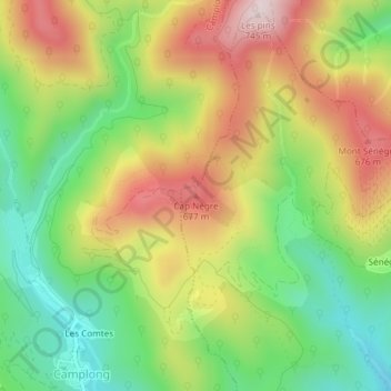 Cap Nègre topographic map, elevation, terrain