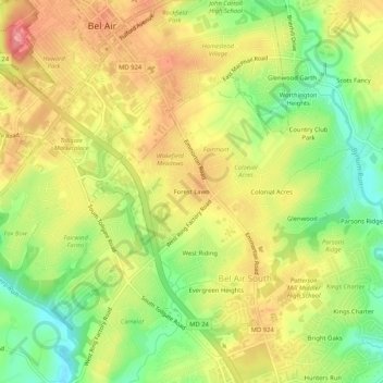 Forest Lawn topographic map, elevation, terrain