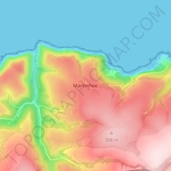 Martinhoe topographic map, elevation, terrain