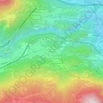 Mollare topographic map, elevation, terrain