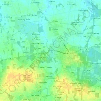 Boisdon topographic map, elevation, terrain