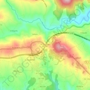 As Vendas da Barreira topographic map, elevation, terrain