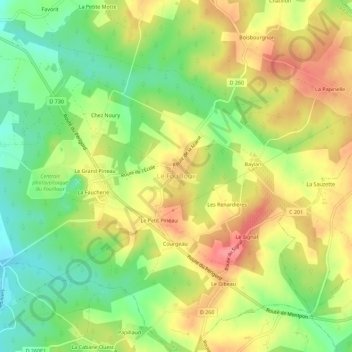 Le Fouilloux topographic map, elevation, terrain
