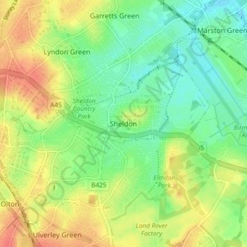 Sheldon topographic map, elevation, terrain