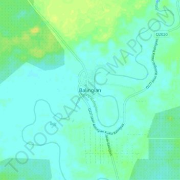 Balingian topographic map, elevation, terrain