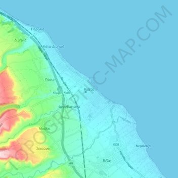 Kiato topographic map, elevation, terrain