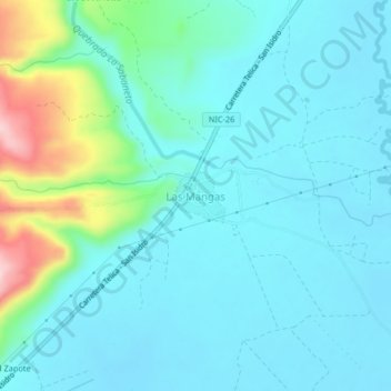 Las Mangas topographic map, elevation, terrain