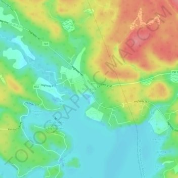 Rosseau topographic map, elevation, terrain