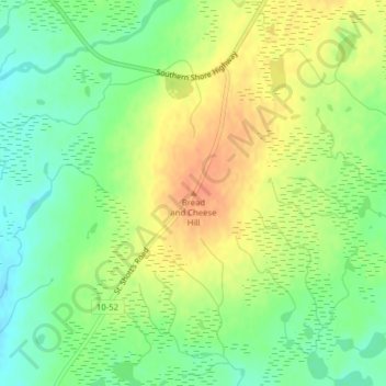 Bread and Cheese Hill topographic map, elevation, terrain