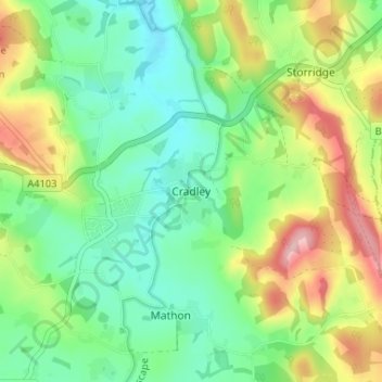 Cradley topographic map, elevation, terrain