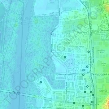 Airoli Sector 19-20 Garden topographic map, elevation, terrain
