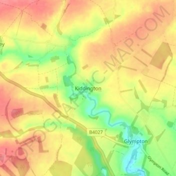 Kiddington topographic map, elevation, terrain