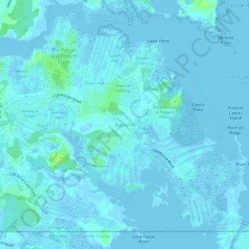 Bayville topographic map, elevation, terrain