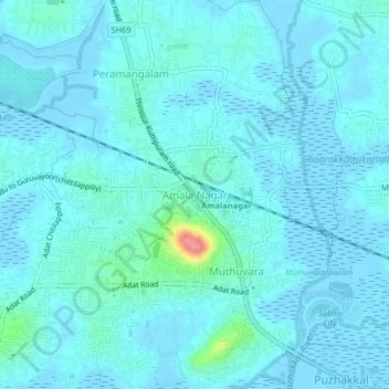 Amala Nagar topographic map, elevation, terrain