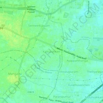 Kattupakkam topographic map, elevation, terrain