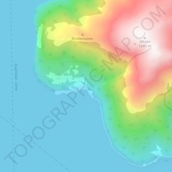 Tjoflot topographic map, elevation, terrain