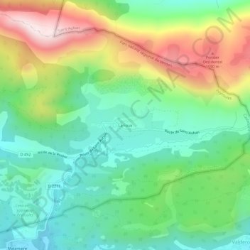 La Foux topographic map, elevation, terrain