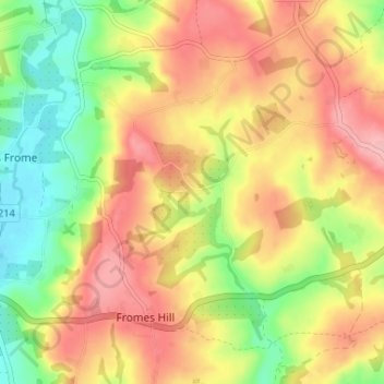 Evesbatch topographic map, elevation, terrain