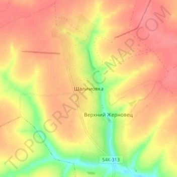 Шалимовка topographic map, elevation, terrain