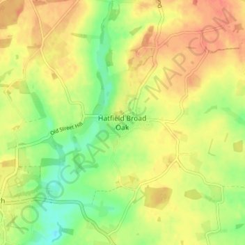 Hatfield Broad Oak topographic map, elevation, terrain