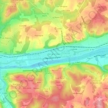 Clos de la Roque topographic map, elevation, terrain