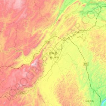 Luoping topographic map, elevation, terrain