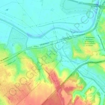 Giardino di Roma topographic map, elevation, terrain