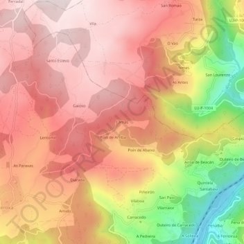 Lamas topographic map, elevation, terrain