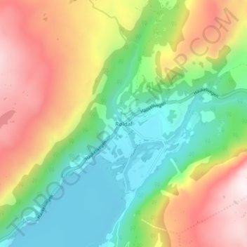 Røldal topographic map, elevation, terrain
