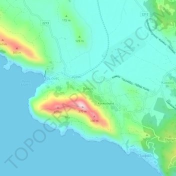 Vatos topographic map, elevation, terrain