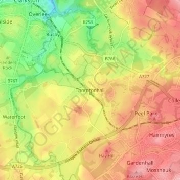 Thorntonhall topographic map, elevation, terrain