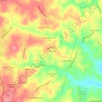 Sunset Way topographic map, elevation, terrain