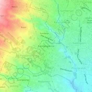 Bukitdiengpermai topographic map, elevation, terrain