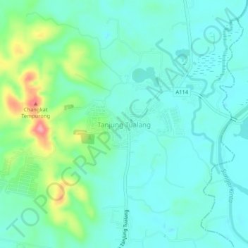 Tanjung Tualang topographic map, elevation, terrain