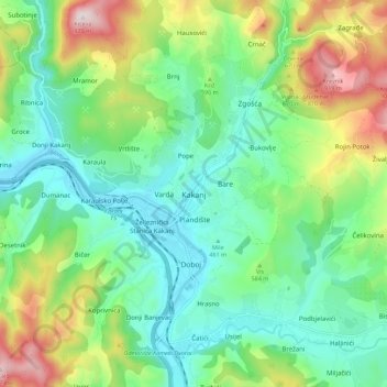 Kakanj topographic map, elevation, terrain