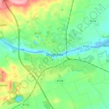 Drogheda topographic map, elevation, terrain